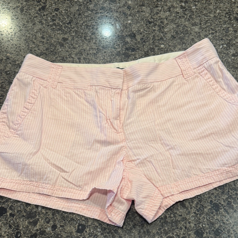J. Crew Light Pink Striped Cotton Shorts